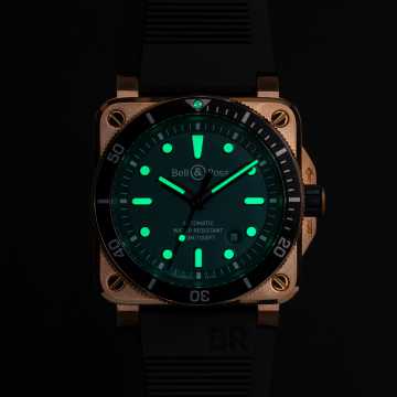 Foto Night Orologio Bell&Ross BR 03-92 Diver Black Green Bronze