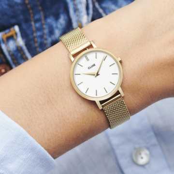 CLUSE - OROLOGIO BOHO CHIC PETITE MESH WHITE GOLD
