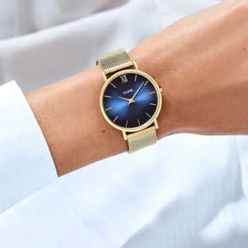 CLUSE - OROLOGIO MINUIT MESH DEEP BLUE GOLD