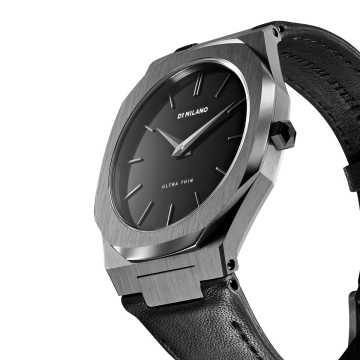 D1 MILANO - OROLOGIO GUN METAL ULTRA THIN LEATHER 40 MM (CLONE)