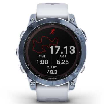 Foto Quadrante Statistiche Orologio Garmin Sapphire Solar Titanium Mineral Blue 010-02540-25