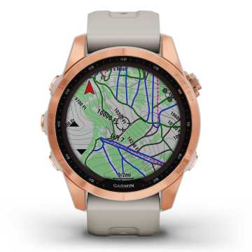 Foto Quadrante Mappa Orologio Garmin Fenix 7S Solar Rose Gold & Light Sand 010-02539-11