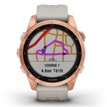 Foto Quadrante Percorso Orologio Garmin Fenix 7S Solar Rose Gold & Light Sand 010-02539-11