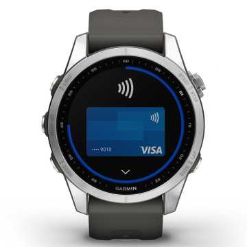 Foto Quadrante Garmn Pay Orologio Fenix 7S Silver & Graphite 010-02539-01