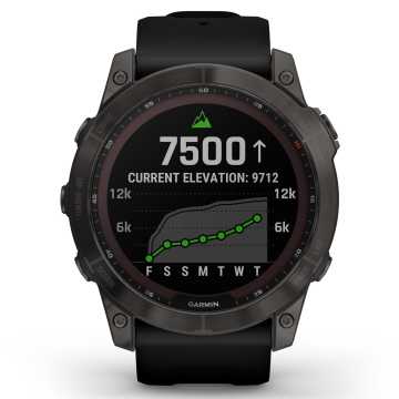 Foto Quadrante Altitudine Garmin Fenix 7X Solar Sapphire Carbon Grey Titanium & Black