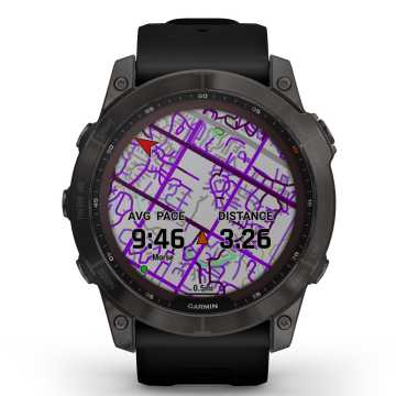 Foto Quadrante GPS Garmin Fenix 7X Solar Sapphire Carbon Grey Titanium & Black
