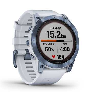 Foto Quadrante Sport Orologio Garmin Fenix 7X Solar Mineral Blue Titanium & Whitestone