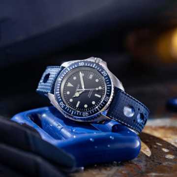 Foto Quadrante Orologio HGP Subacqueo Automatico Diver 200 M Nero Blu Rubber