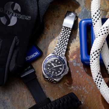 Foto Quadrante Orologio HGP Subacqueo Automatico Diver 200 M Nero Blu Steel