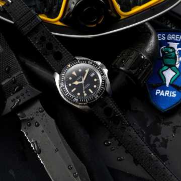 Foto Quadrante Orologio HGP Subacqueo Automatico Diver 200 M Black Rubber