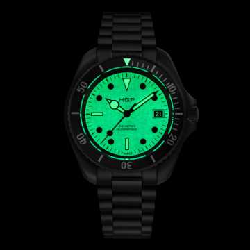 Foto Lume Orologio HGP Subacqueo Automatico Night Diver 200 M Full Lume PVD Nero