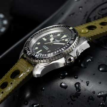 Foto Quadrante Orologio HGP Subacqueo Automatico Diver 200 M Nero Gomma