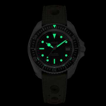 Foto Lume Orologio HGP Subacqueo Automatico Diver 200 M Nero Gomma