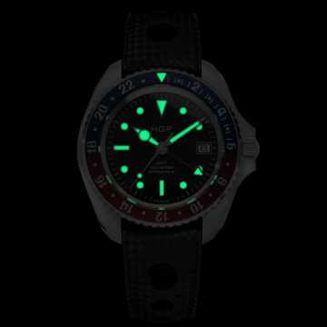 Foto Lume Orologio HGP Diver GMT 200M Automatico Gomma Vintage Pepsi