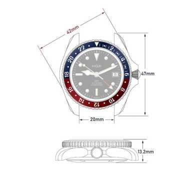 Scheda Tecnica Orologio HGP Diver GMT 200M 