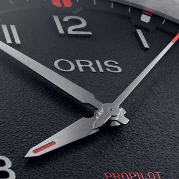 Foto Quadrante Orologio Oris ProPilot Date Nero Pelle