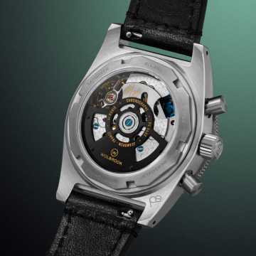 Foto Fondello Orologio Wolbrook JetFlyer Automatic Chronograph Quadrante Nero Vintage