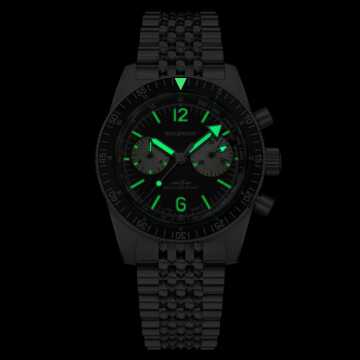 Foto Lume Orologio Wolbrook JetFlyer Automatic Chronograph Quadrante Nero con Bracciale