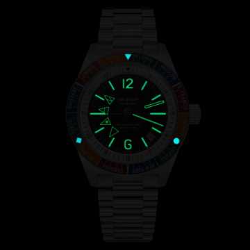 Foto Lume Orologio Automatico Wolbrook Pan4Timer Cinturino in Caucciù Arancione