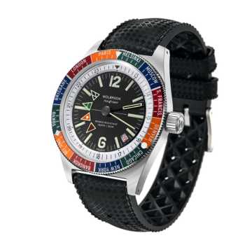 Foto Profilo Orologio Automatico Wolbrook Pan4Timer Cinturino in Caucciù Nero