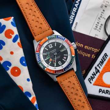 Foto Quadrante Orologio Automatico Wolbrook Pan4Timer Cinturino in Pelle