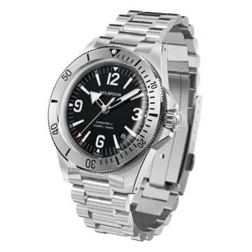 Foto Quadrante Orologio Wolbrook Skindiver II Automatic Dive White Lum Black Dial S