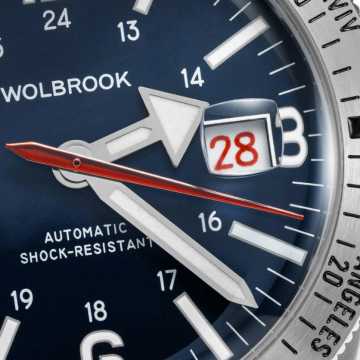 Foto Quadrante Orologio Wolbrook Skindiver WT Automatic Blue Leather Strap