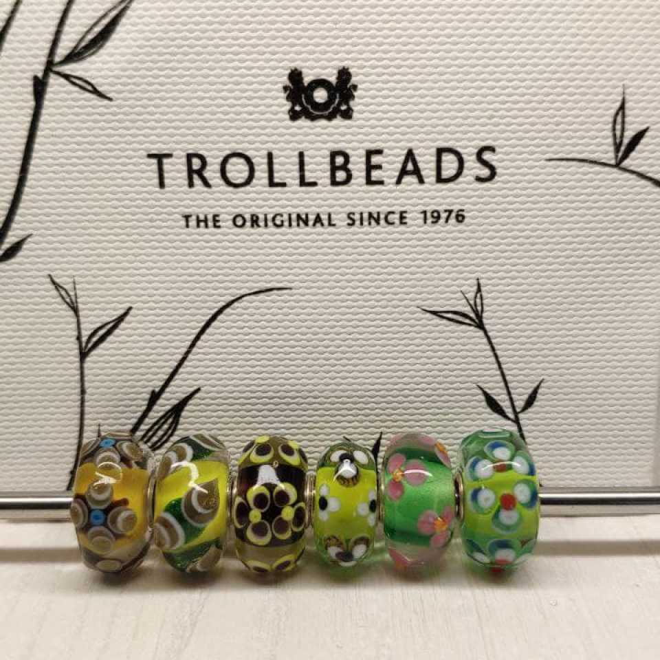TROLLBEADS - SET 6 UNIQUE GLASS BEADS 014