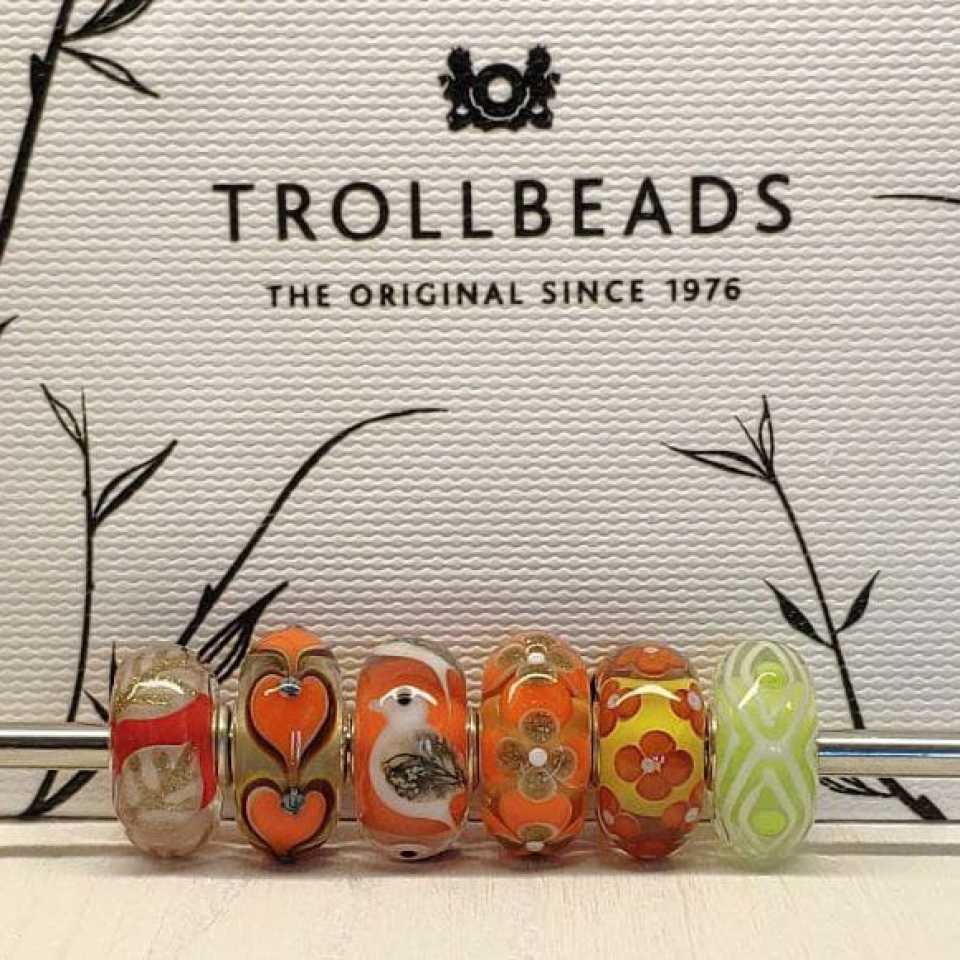 TROLLBEADS - SET 6 UNIQUE GLASS BEADS 004