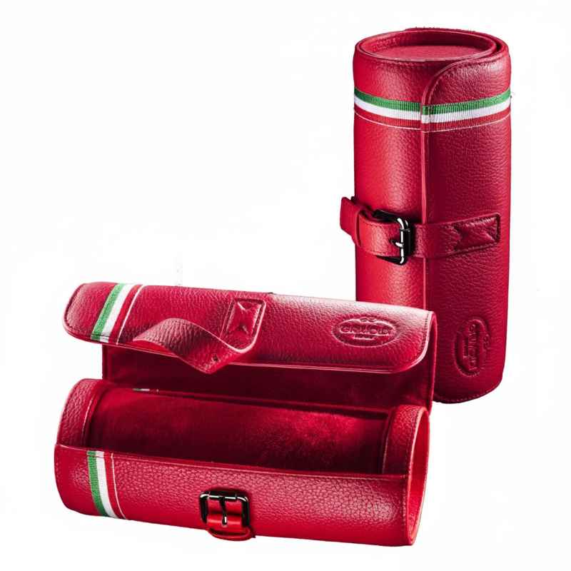 GRIMOLDI - TUBO PORTA OROLOGI IN PELLE ROSSO