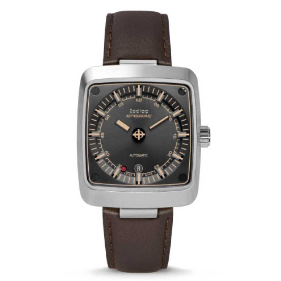 ZODIAC - ASTROGRAPHIC AUTOMATIC BROWN LEATHER WATCH