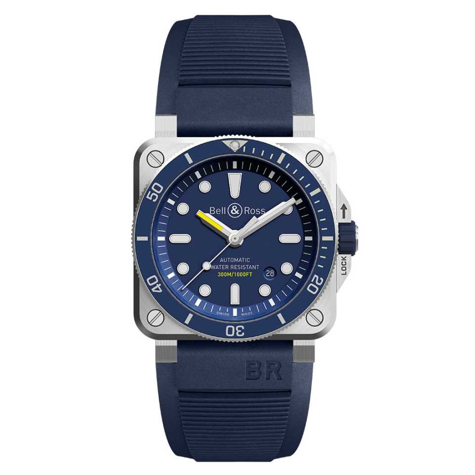 BELL & ROSS - OROLOGIO BR03-92 AUTO BLUE DIVER STEEL
