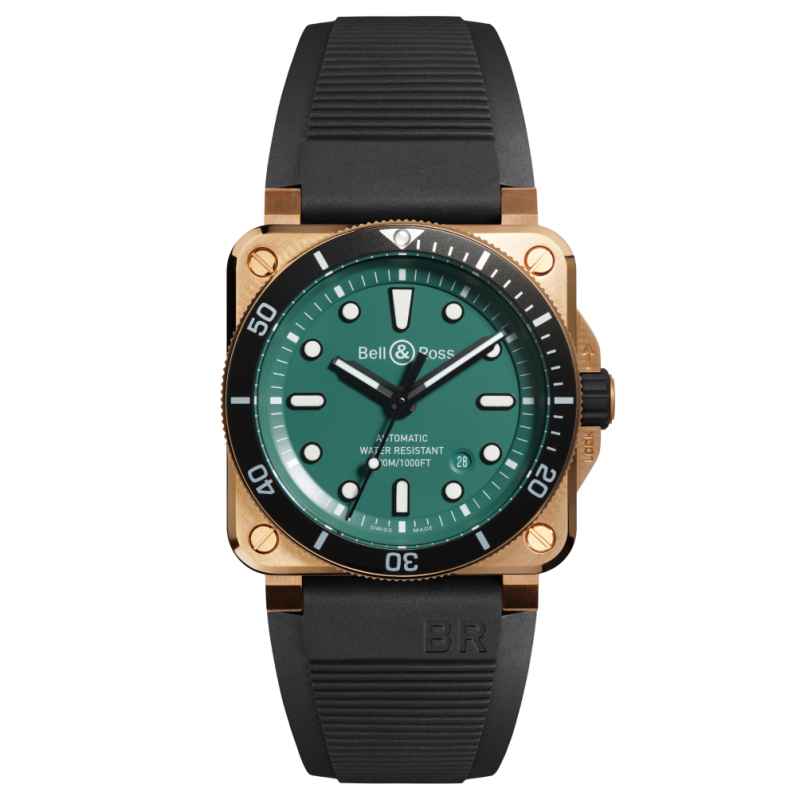 BELL & ROSS - OROLOGIO BR 03-92 DIVER BLACK & GREEN BRONZE