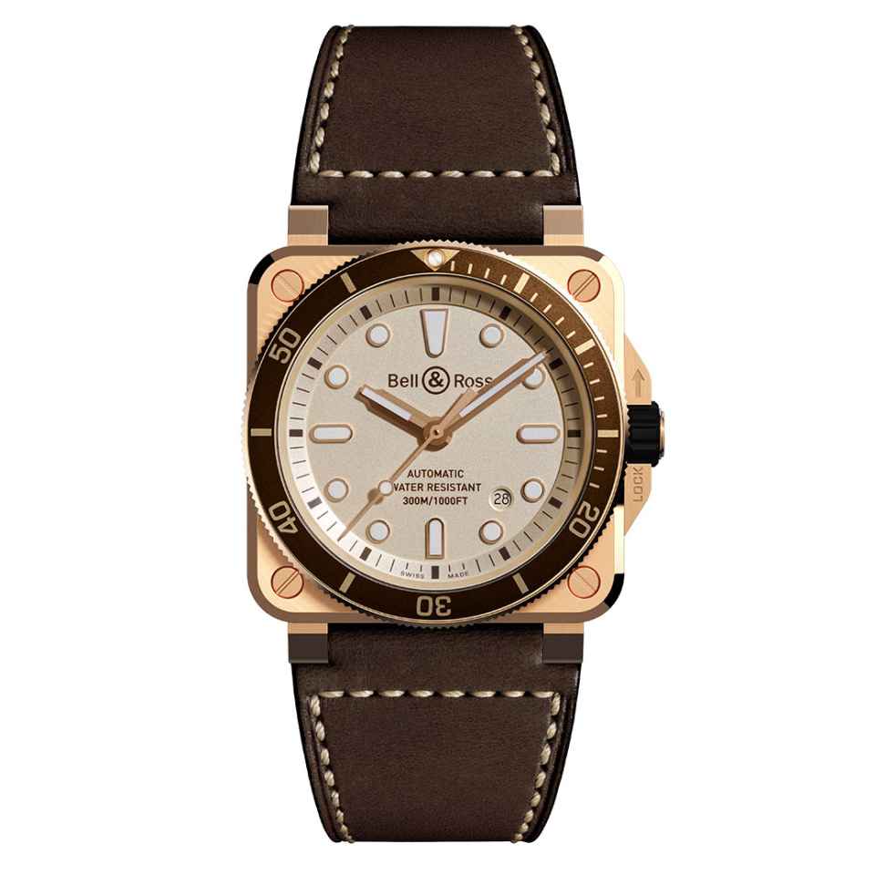 BELL &amp; ROSS - OROLOGIO BR 03-92 DIVER WHITE BRONZE BR0392-D-WH-BR/SCA