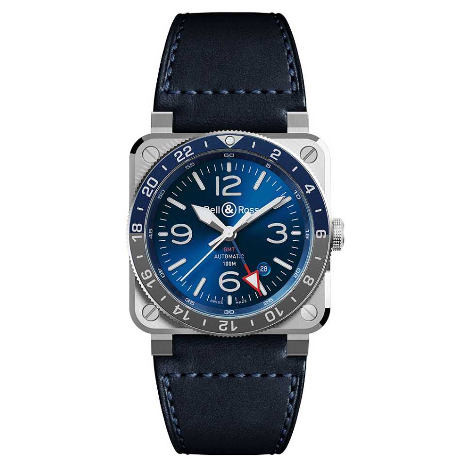 BELL & ROSS - OROLOGIO BR 03-93 GMT BLUE BR0393-BLU-ST/SCA