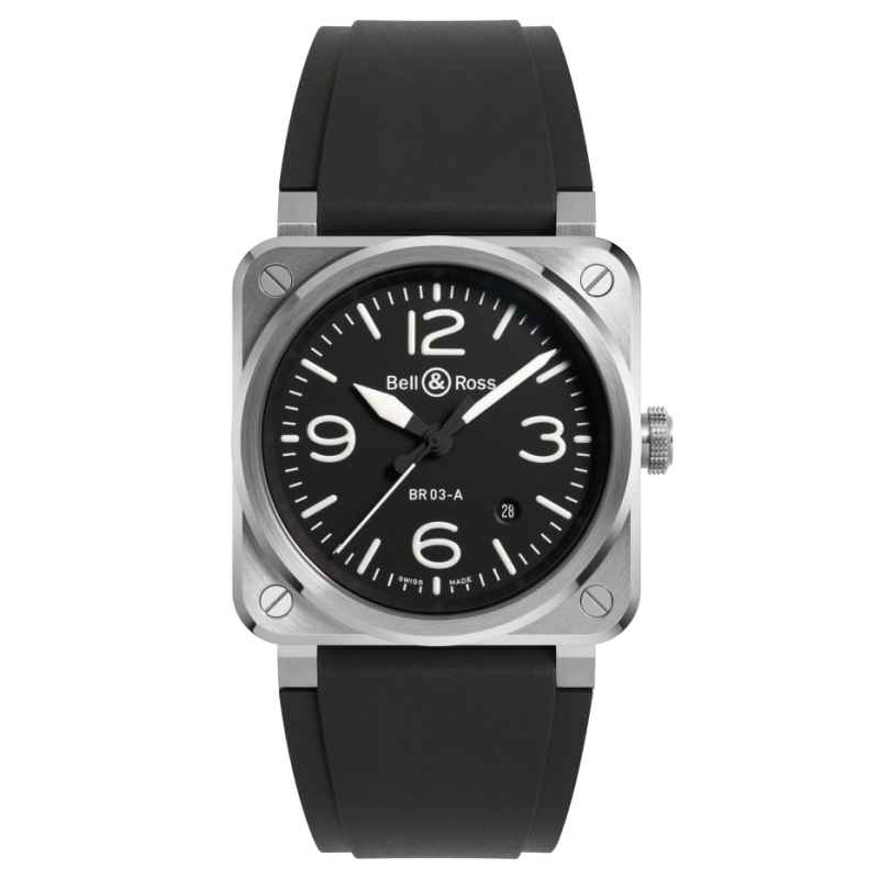 BELL & ROSS - OROLOGIO NEW BR 03 BLACK STEEL