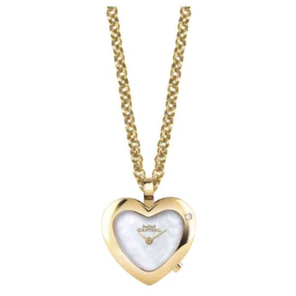 CAPITAL - OROLOGIO PENDENTE DA COLLO CUORE DORATO TX177