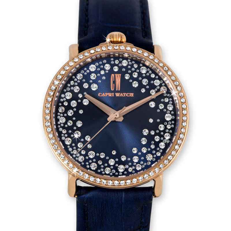 CAPRI WATCH - RETRO' STORM BLUE ROSE GOLD WATCH 5363