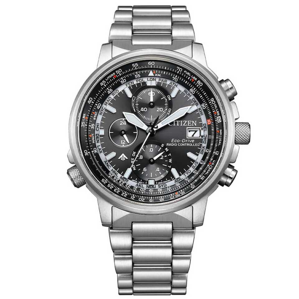 Citizen - Orologio Crono Pilot Acciaio 41mm AT8300-58E
