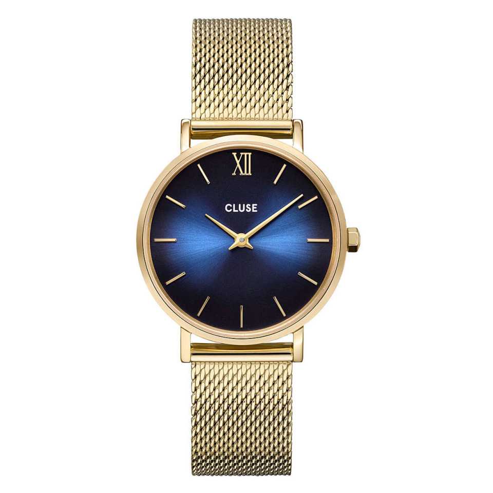 CLUSE - BOHO CHIC PETITE MESH BLUE YELLOW GOLD WATCH