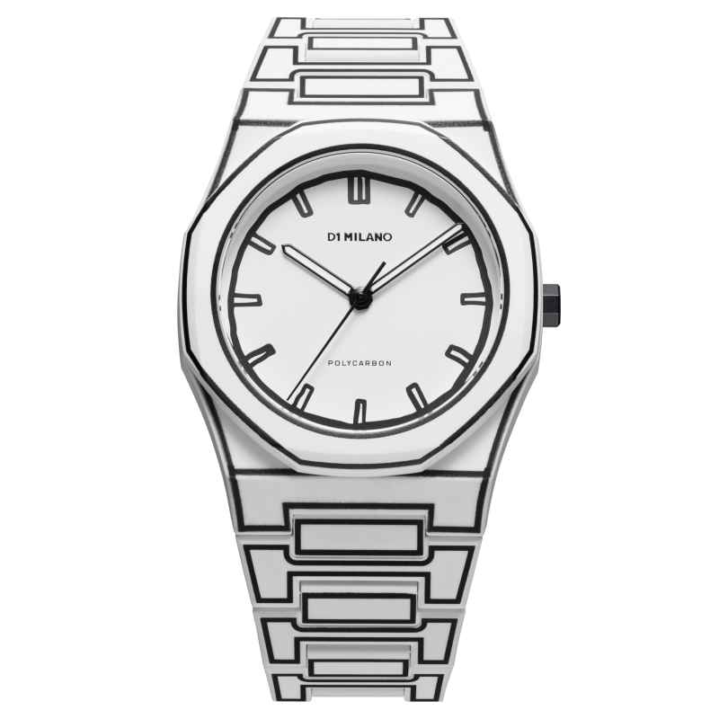 D1 MILANO - POLYCARBON 40.5 MM WHITE SKETCH WATCH