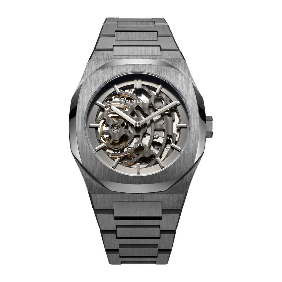 D1 MILANO - OROLOGIO GUN METEAL SKELETON BRACELET 41.5 MM D1-SKBJ02