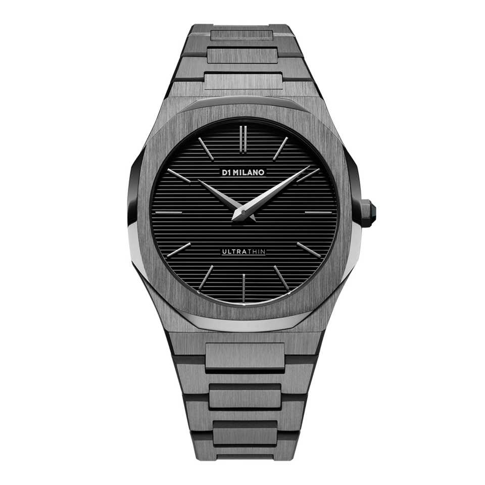 D1 MILANO - GUN METAL ULTRA THIN BRACELET WATCH 40 MM