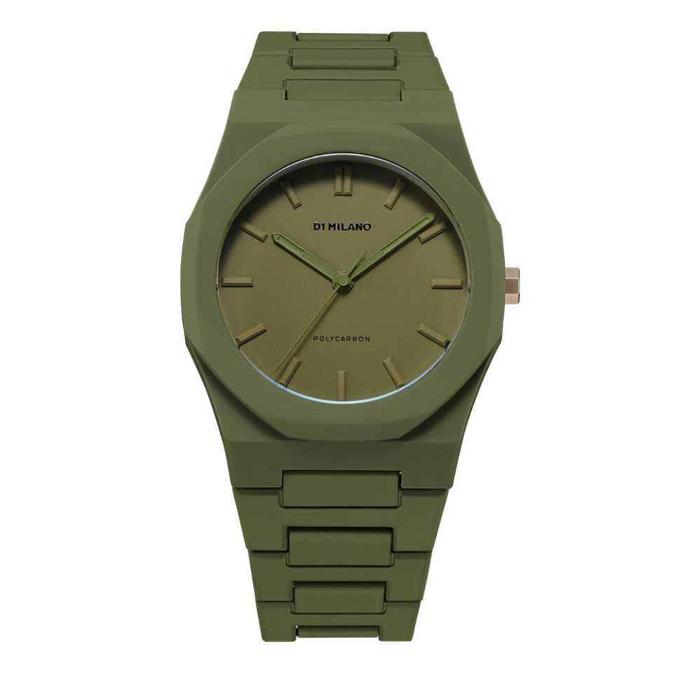 D1 MILANO - OROLOGIO POLYCARBON GREEN BLOCK PCBJ22