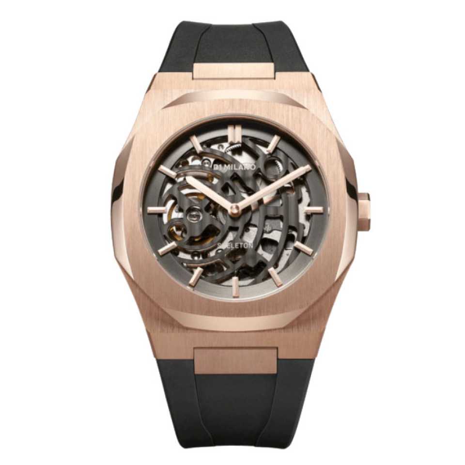 D1 MILANO - OROLOGIO ROSE GOLD SKELETON RUBBER 41.5 MM