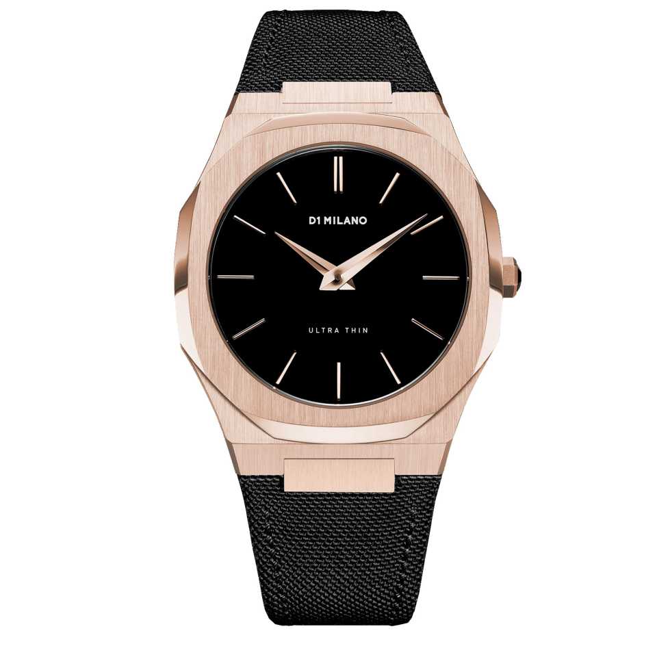 D1 MILANO - ROSE GOLD ULTRA THIN NYLON WATCH 40 MM