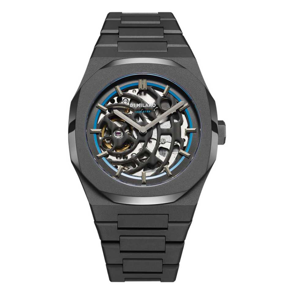 D1 MILANO - OROLOGIO SKELETON BRACELET SANDBLAST BLUE