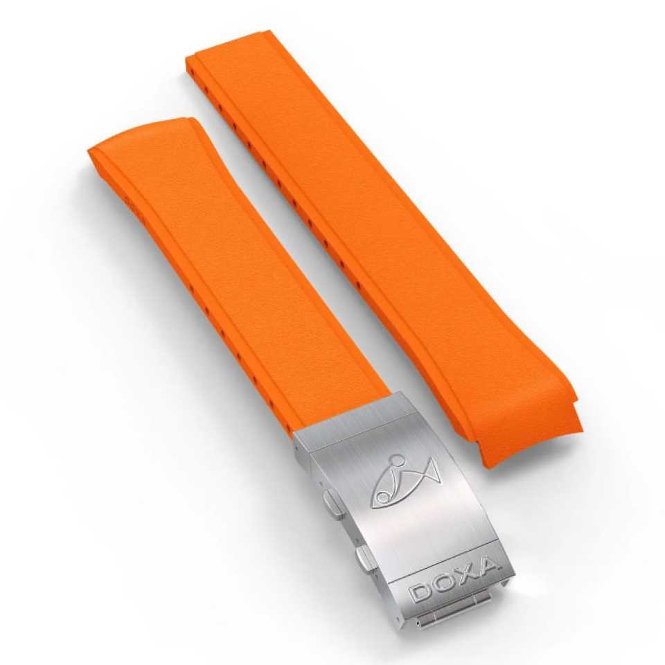 DOXA - CINTURINO IN CAUCCIÙ CON CHIUSURA DEPLOYANTE ARANCIONE