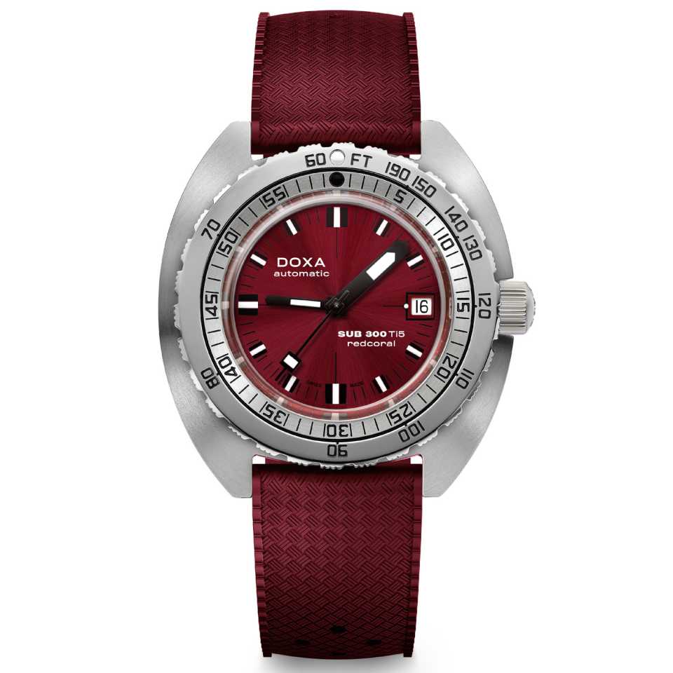 DOXA - OROLOGIO SUB 300 TI5 REDCORAL CINTURINO ROSSO