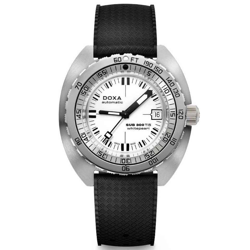 DOXA - OROLOGIO SUB 300 TI5 WHITEPEARL CINTURINO NERO
